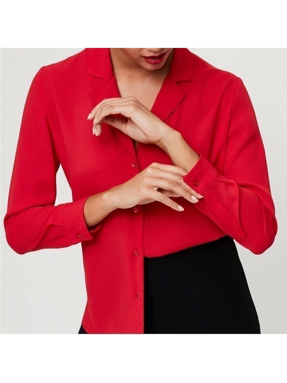 Babaton red FARRELL long sleeve button down blouse Size XS